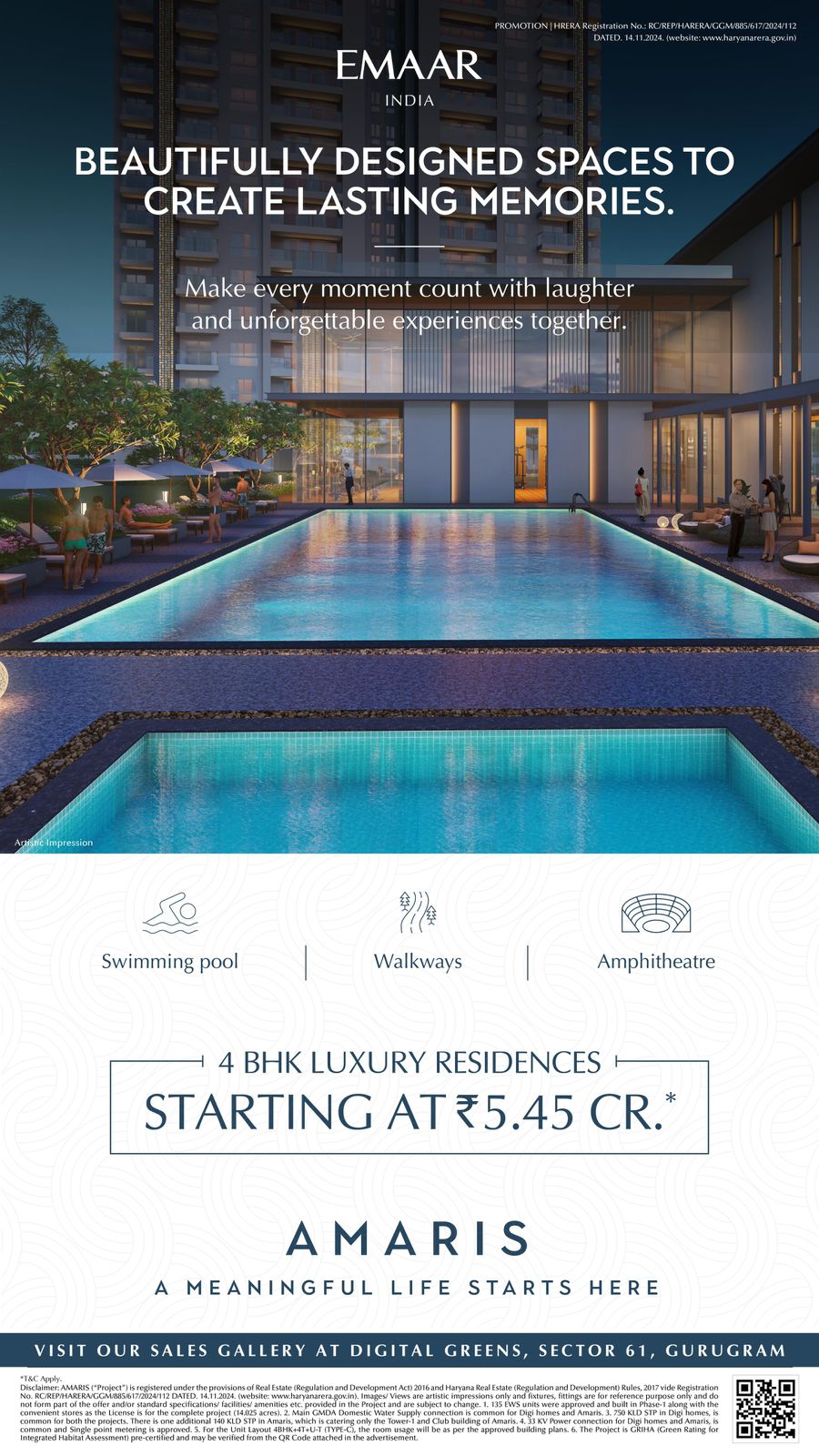 Discover Luxury Living: 4 BHK at AMARIS, Sector 61, Gurugram from ₹5.45 Cr. Update