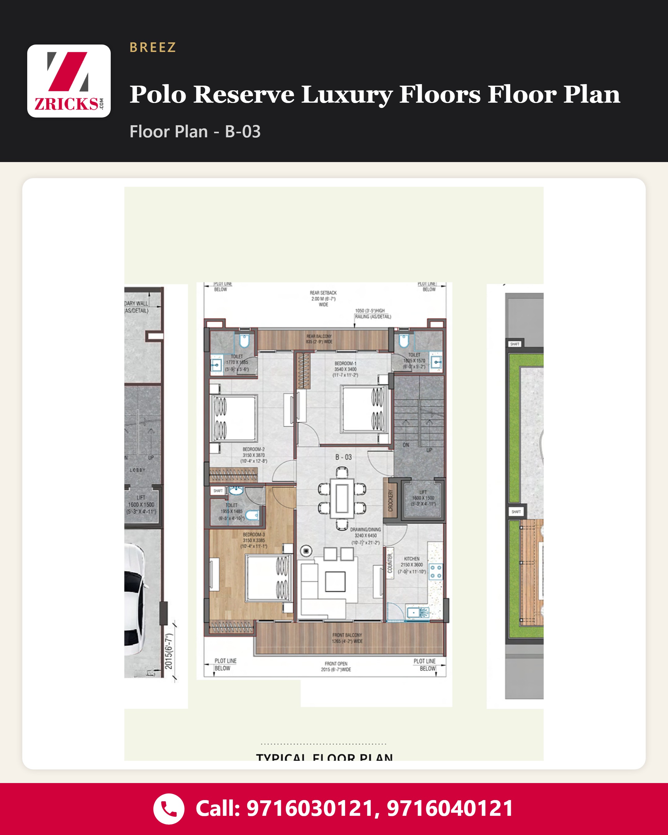 Breez Polo Reserve Luxury Floors Floor Plan: B-03 at 136 sq m Update