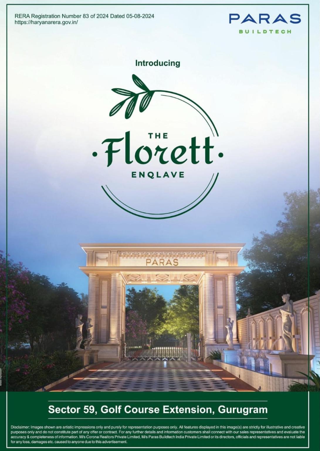 Explore The Florett Enclave by Paras Buildtech in Sector 59, Gurugram Update