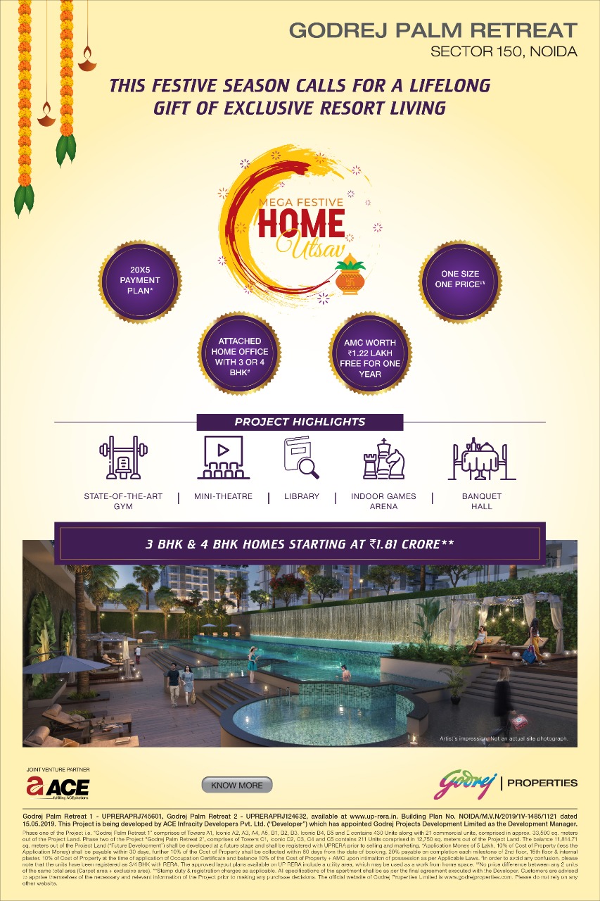 Avail mega festive home utsav  at Godrej Palm Retreat. in Sector 150, Noida Update
