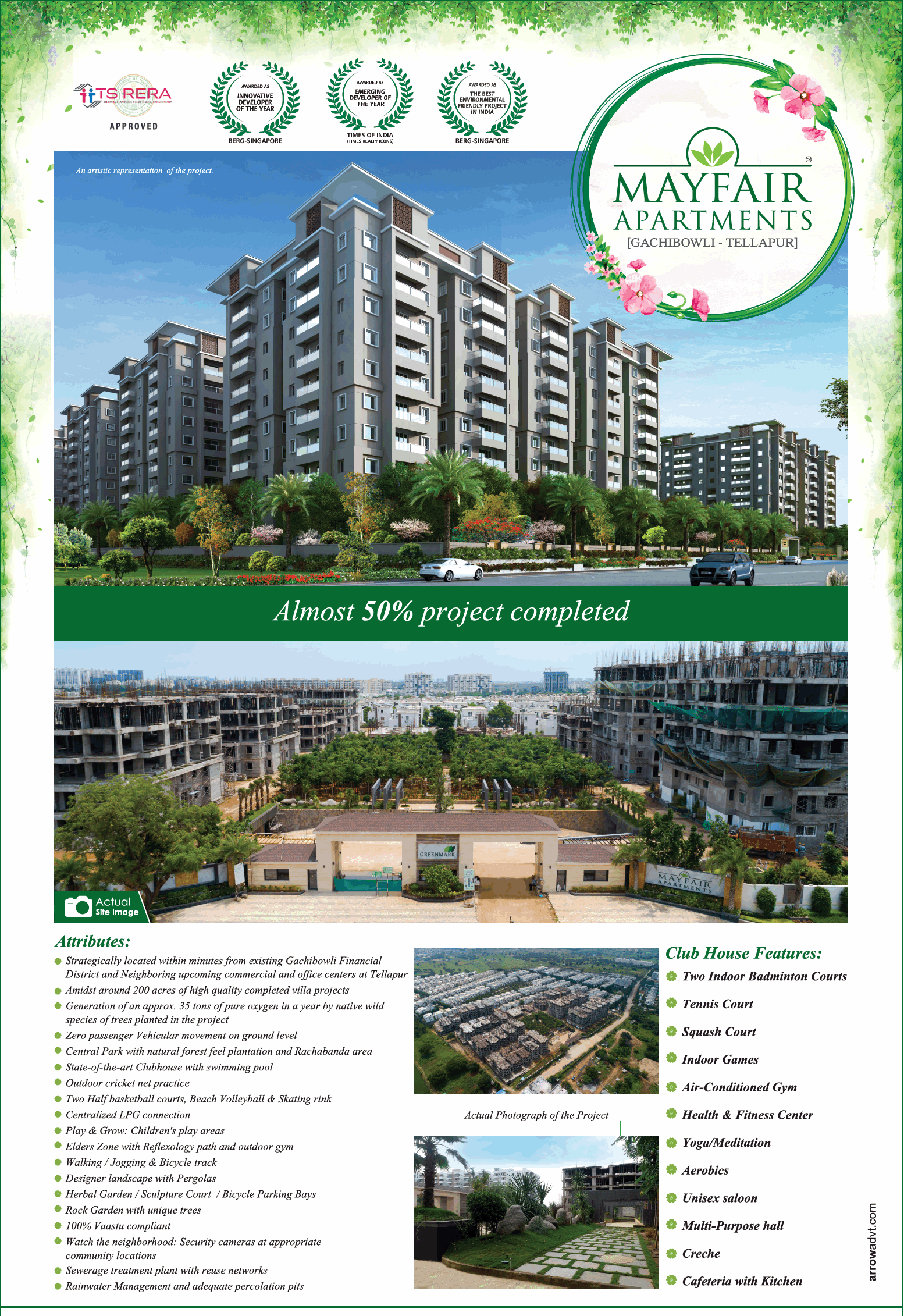Greenmark Mayfair Apartments in Tellapur, Hyderabad almost 50% project completed Update