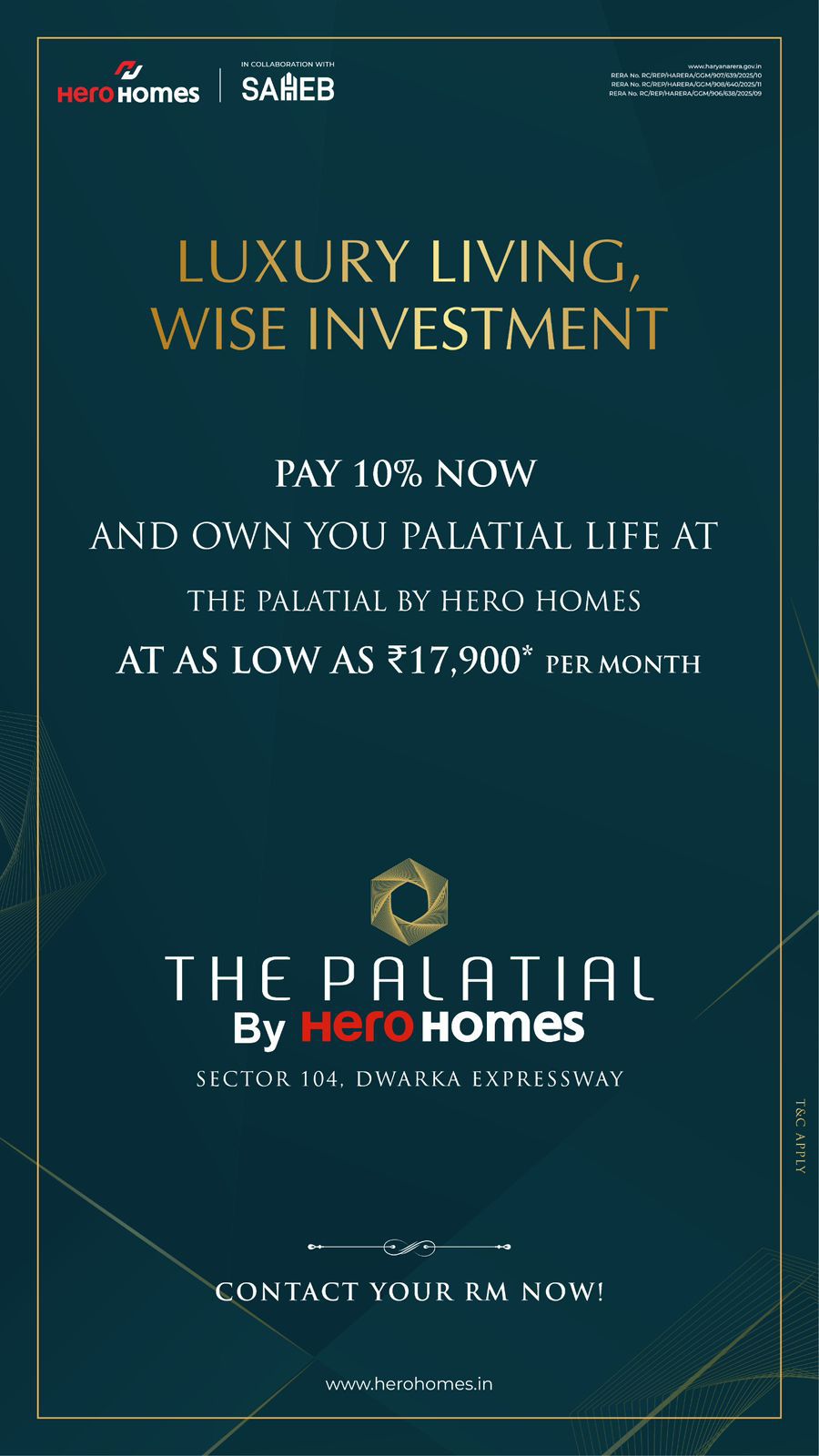 Own Your Luxury Home at The Palatial by Hero Homes, Sector 104, Dwarka Expressway! Update
