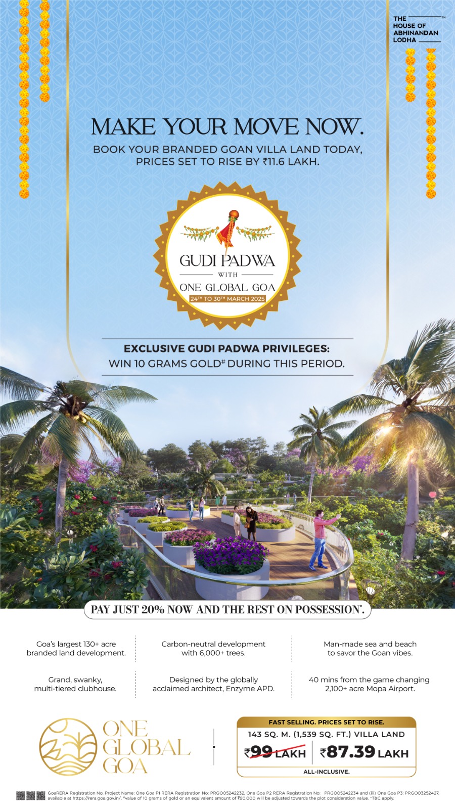 Book Your Dream Villa at One Global Goa, Prices from ₹87.39 Lakh, 24th to 30th March 2025 Update