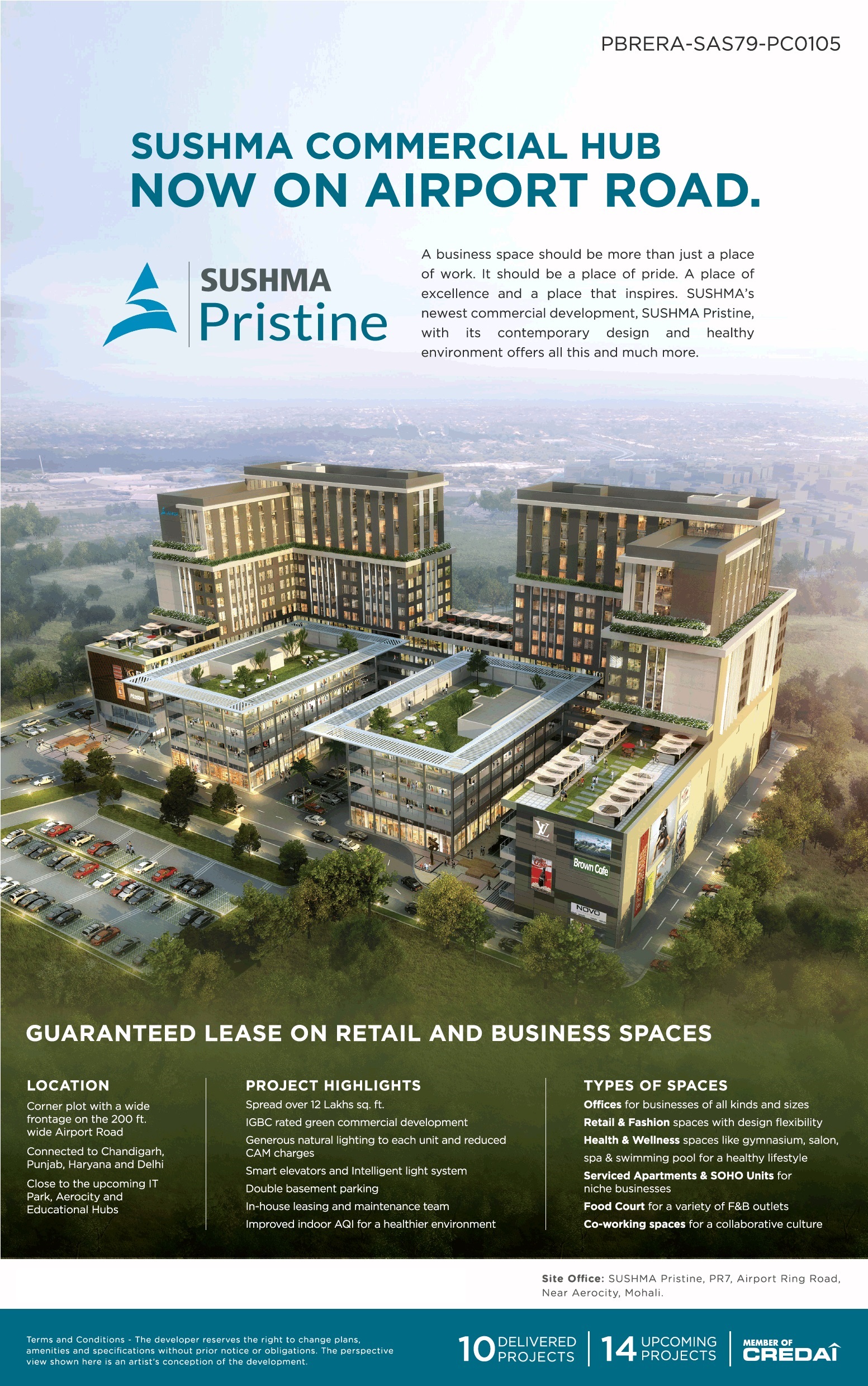 Guaranteed lease on retail and business spaces at Sushma Pristine in Airport Road, Zirakpur Update