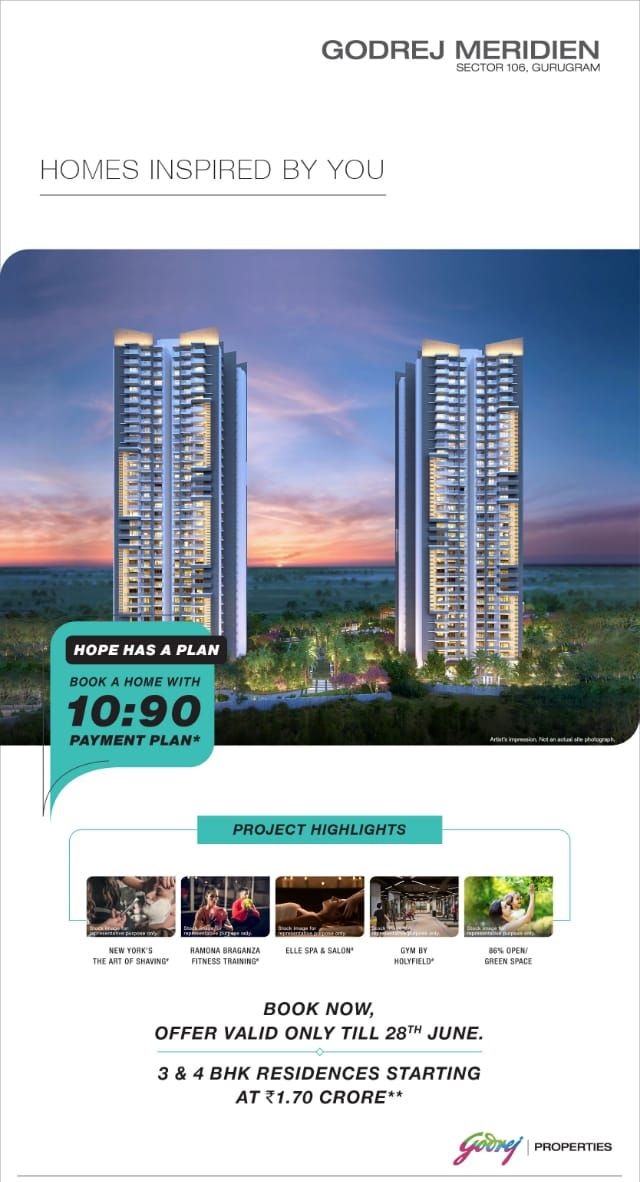 Offer valid only till 28th June at Godrej Meridien, Gurgaon Update