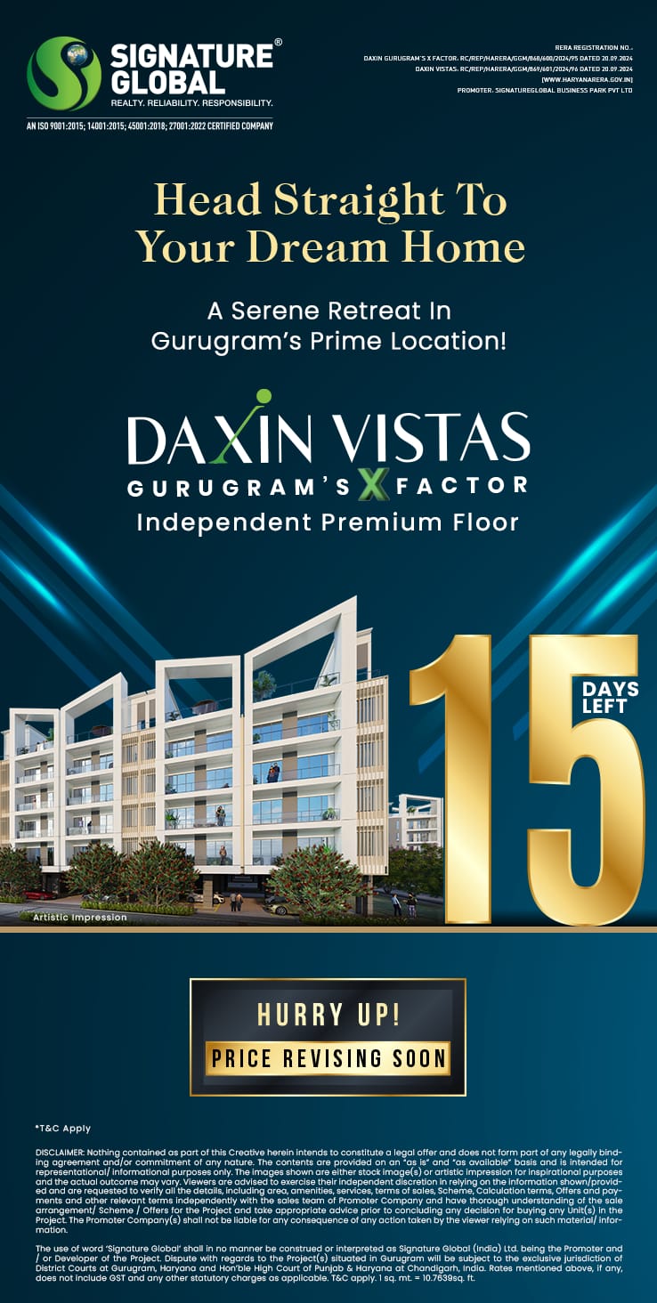 Discover Luxury Living at Daxin Vistas, Gurugram with Signature Global Update