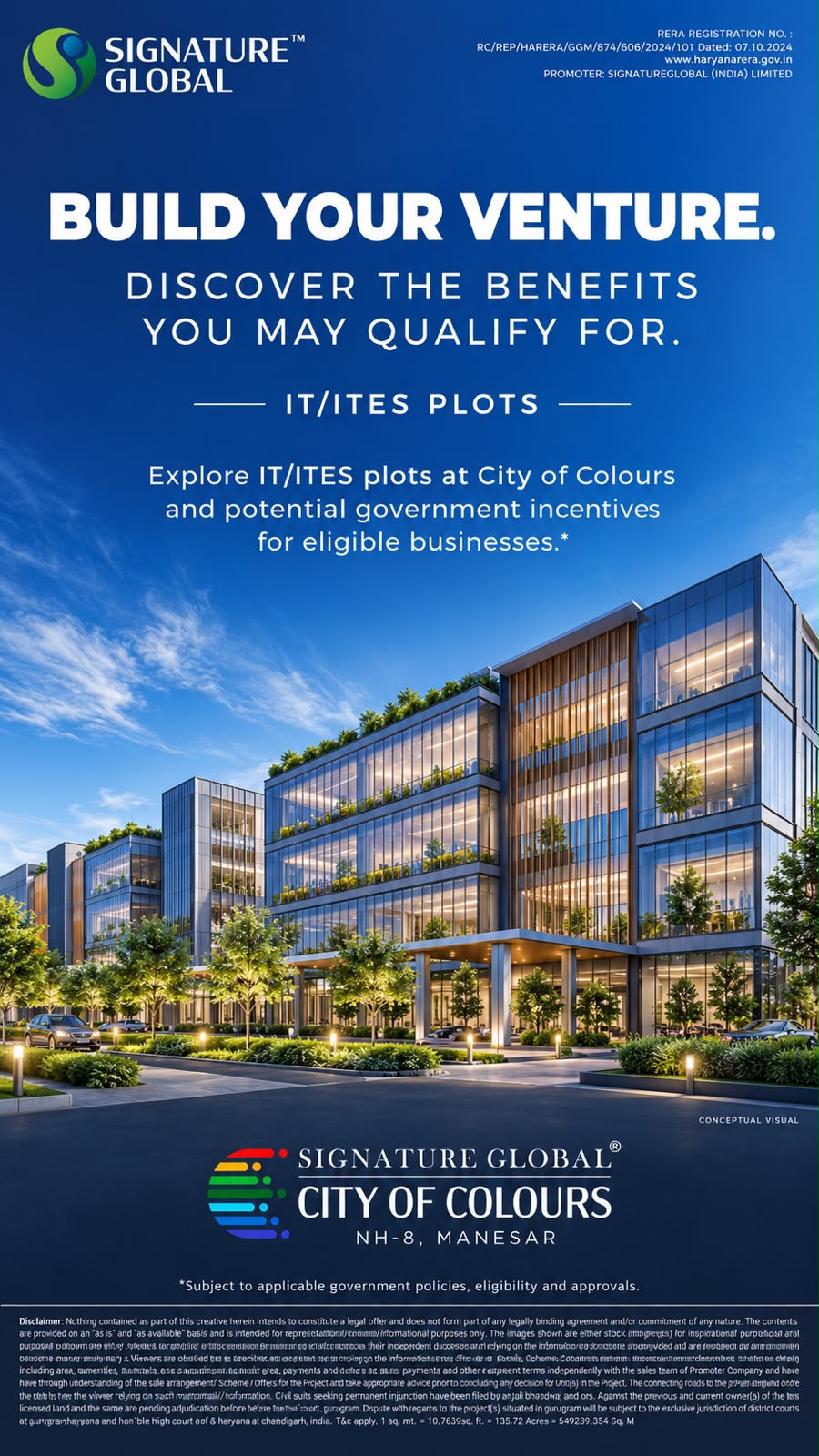 Explore IT/ITES Plots at NH-8, Manesar || Secure Your ITES Plot at City of Colours || Discover Government Incentives for New Ventures photo 1