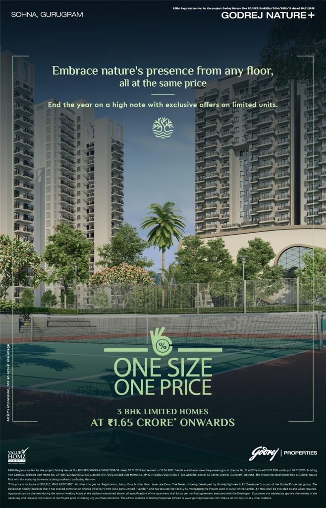 Godrej Properties Announces Unique 'One Size One Price' Offer for Nature+ Homes in Sohna, Gurugram Update