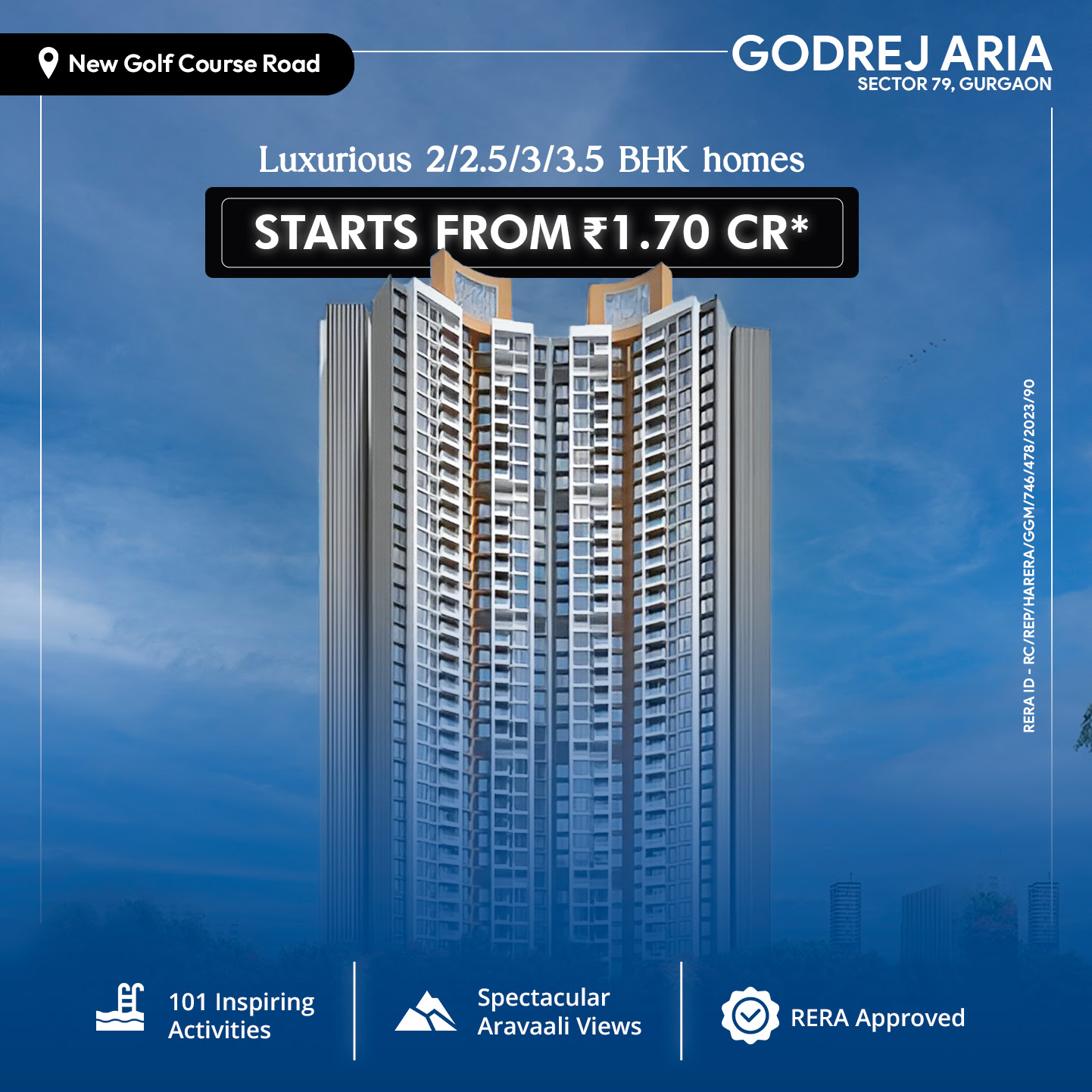 Spacious 2 BHK From Rs 1.70 Cr at Godrej Aria in Gurgaon Update
