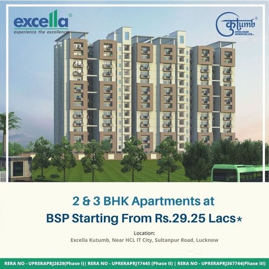Excella Kutumb Presenting 2 and 3 BHK price Starting Rs 29.25 Lac in Gomti Nagar, Lucknow Update