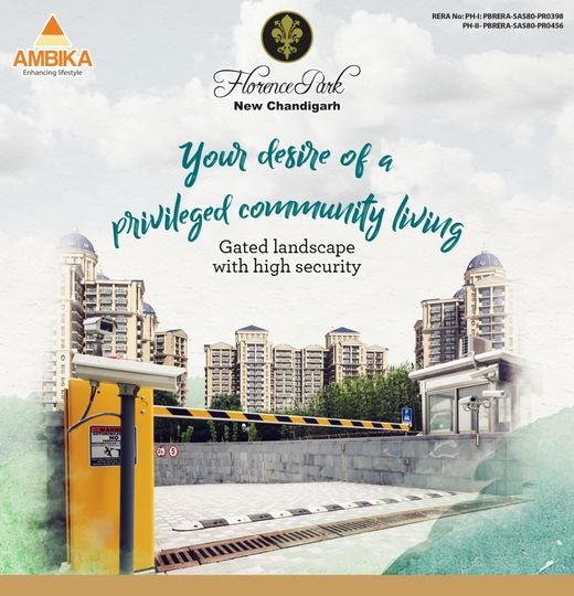 Gated landscape with high security at Ambika Florence Park, Chandigarh Update