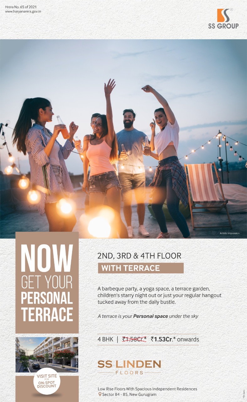 4 BHK Low Rise Independent Luxury Floors with TERRACE at SS Linden, Gurgaon Update