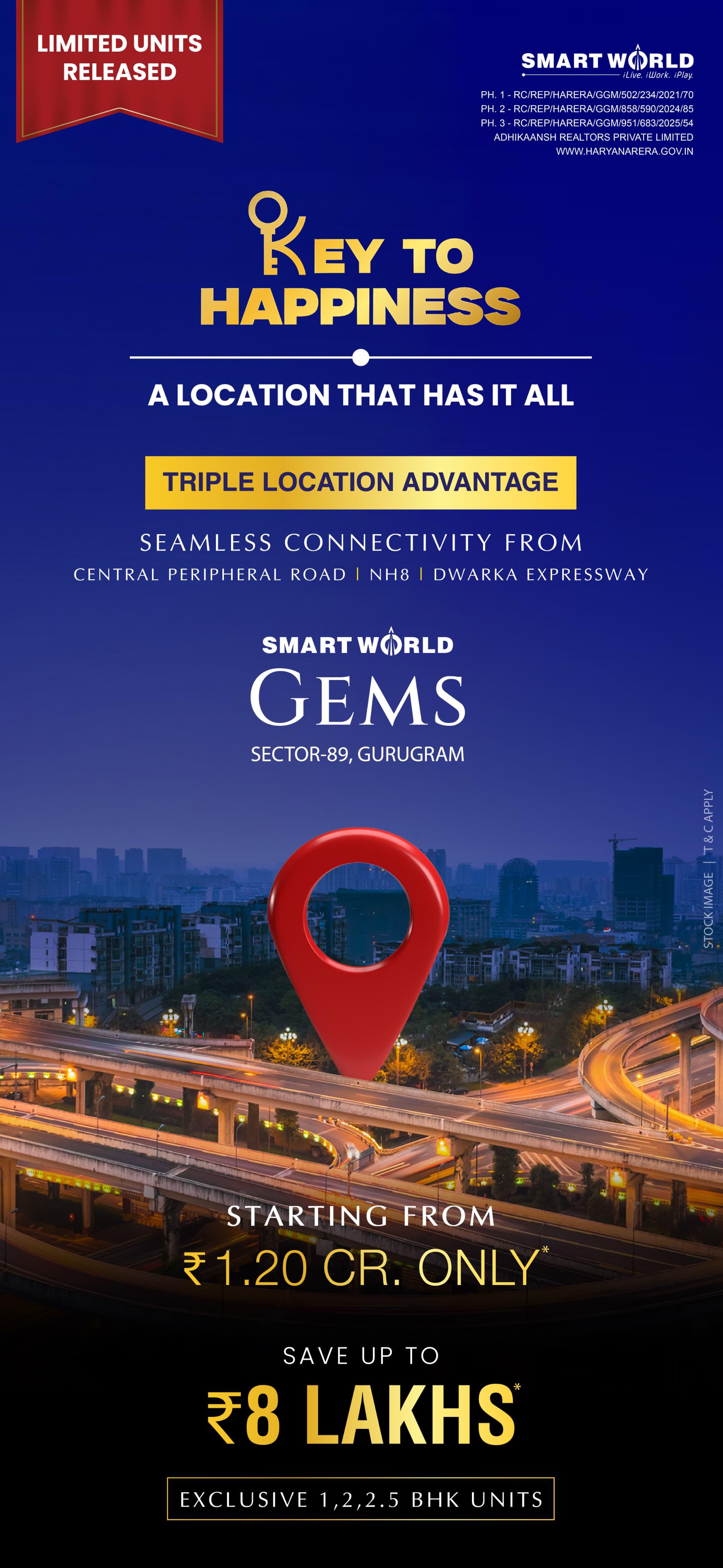 Explore Smart World Gems: Sector-89, Gurugram — New 1 & 2 BHK Starting at ₹1.20 Cr! Update