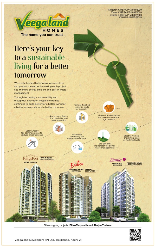 Here's your key to a sustainable living for a better tomorrow at Veegaland Home, Kochi Update