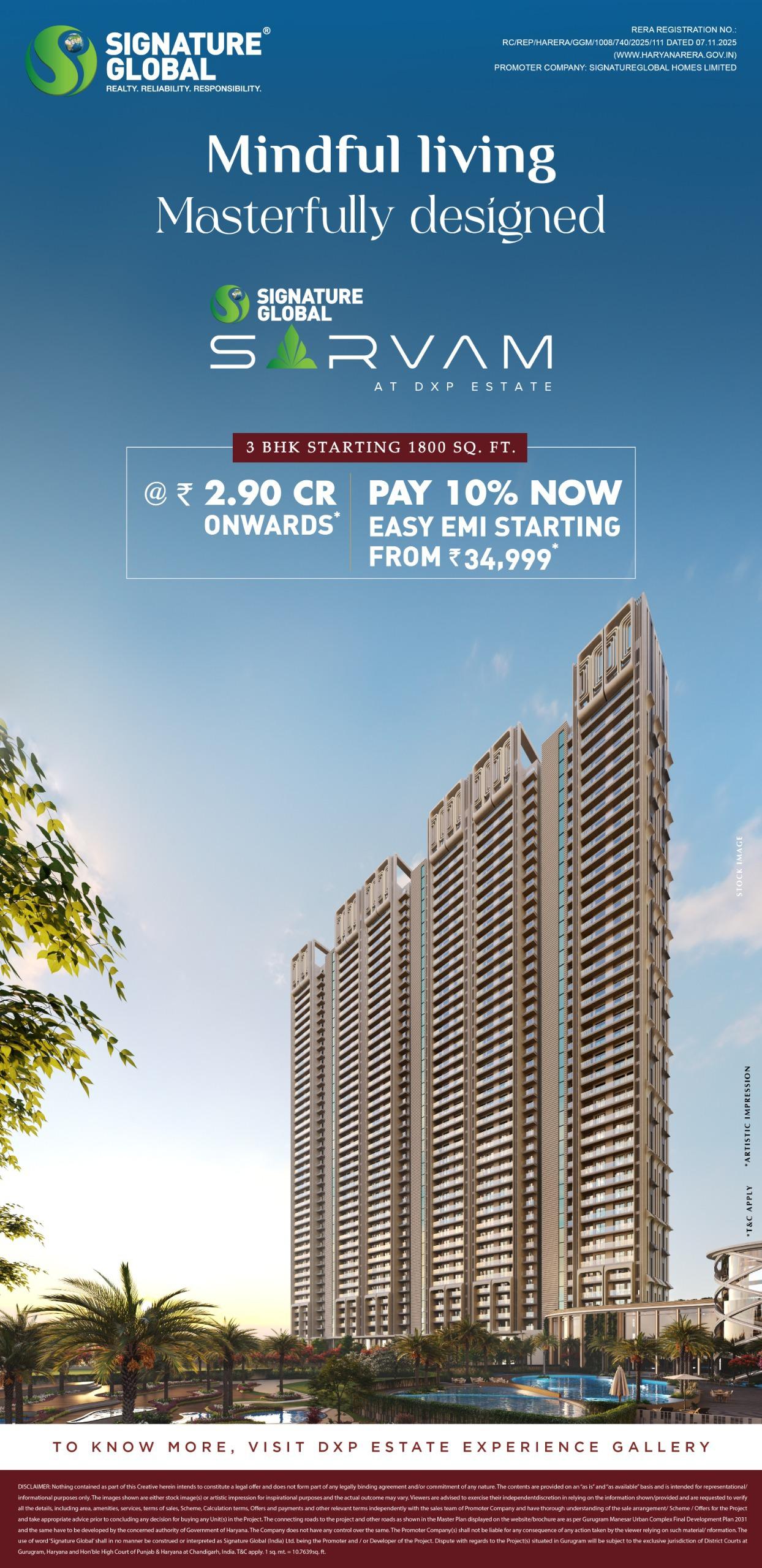 Discover Mindful Living at Sarvam by Signature Global, Starting at ₹2.90 Cr Update