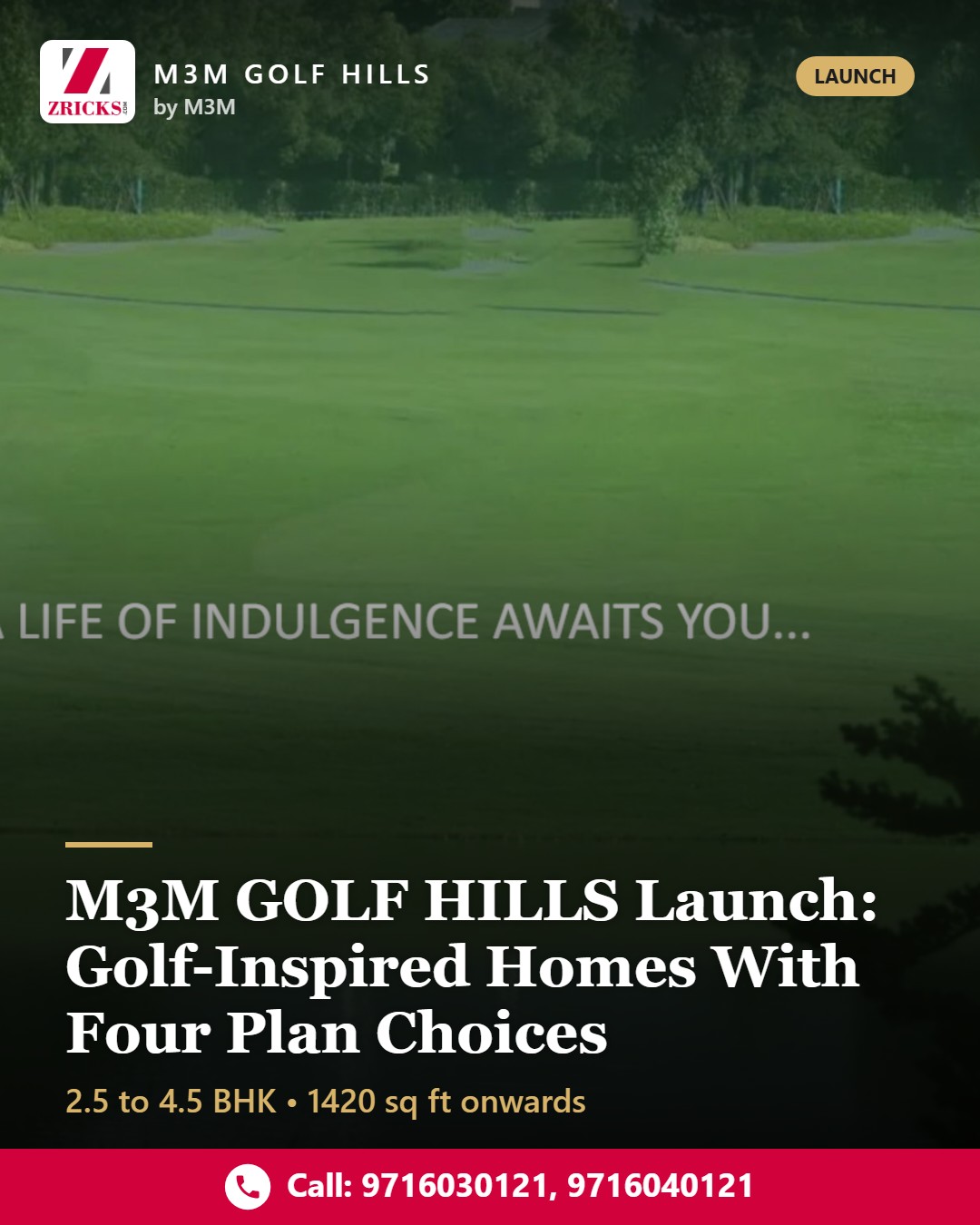 M3M GOLF HILLS Launch: Golf-Inspired Homes With Four Plan Choices Update