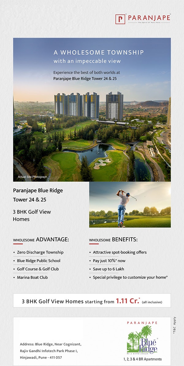 Pay just 10% at Paranjape Blue Ridge in Pune Update