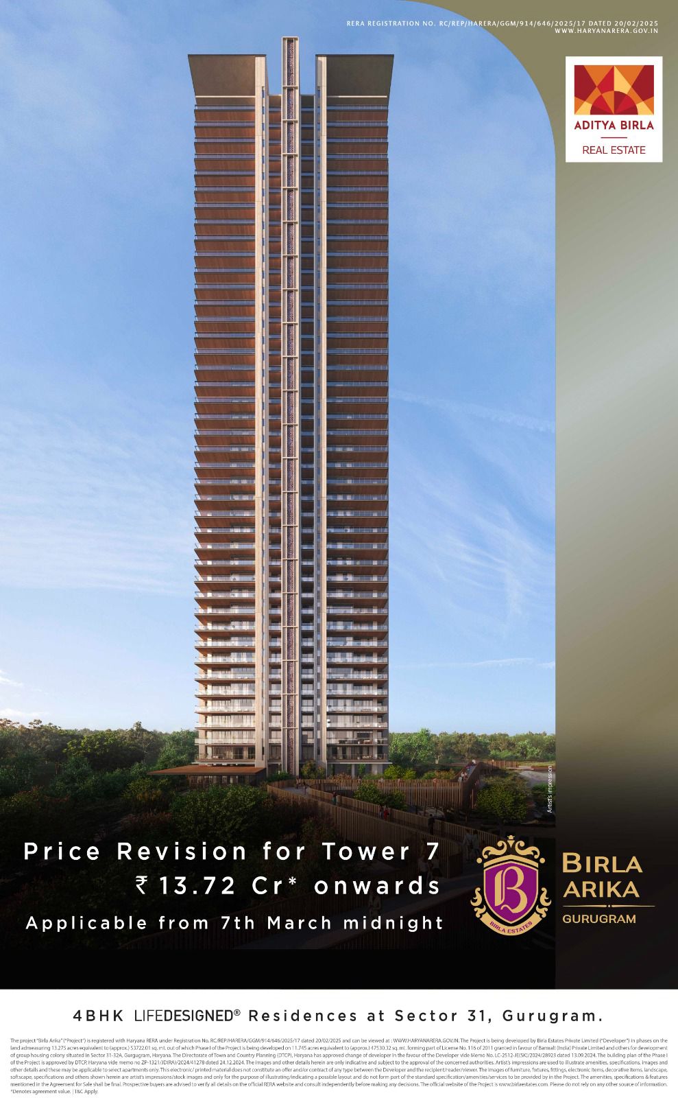 Discover Luxury 4BHKs at Birla Arika, Gurugram Update