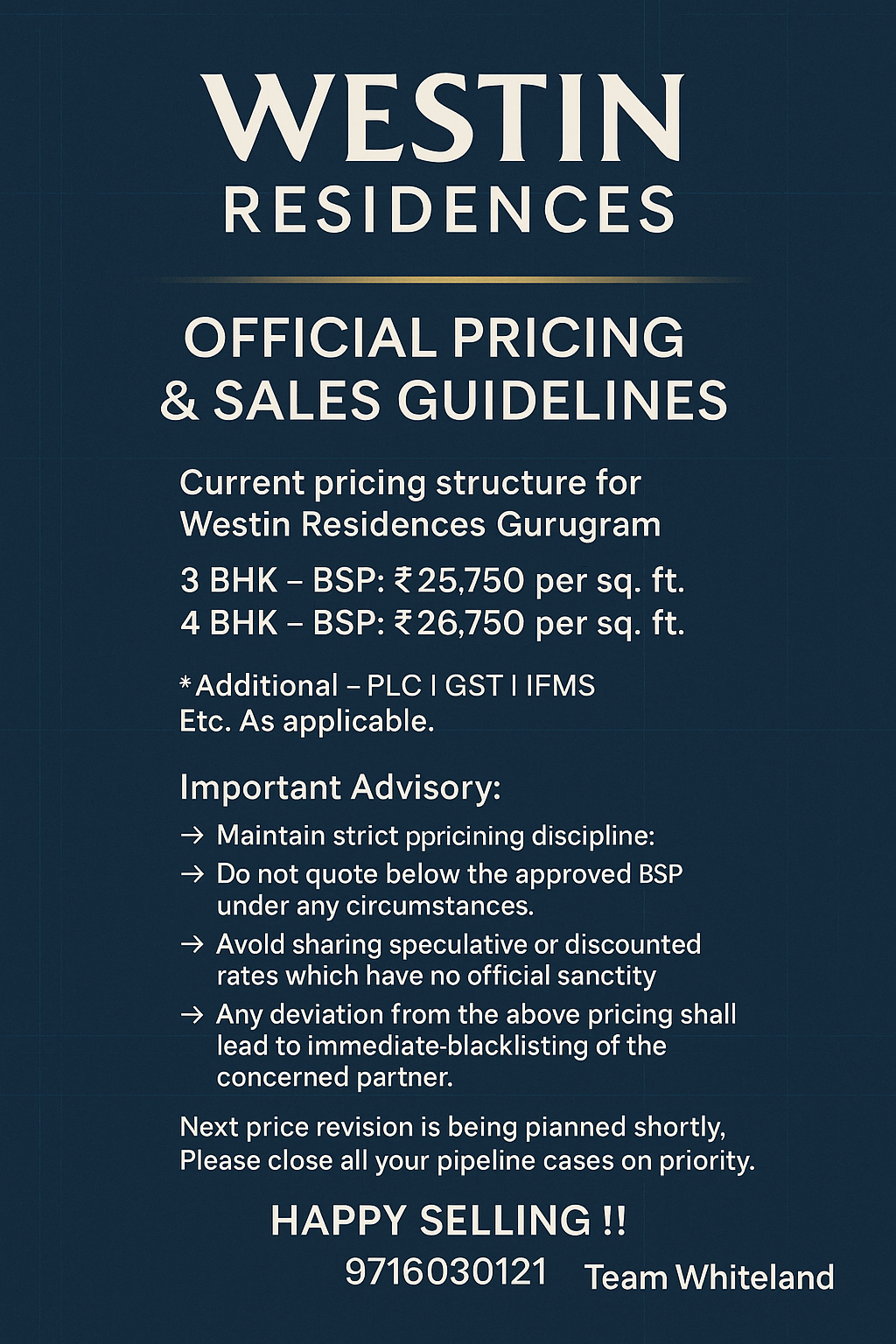 Official Pricing Announcement for Westin Residences Gurugram || Secure Your 3 or 4 BHK Today || Priority Closing for Upcoming Price Revision Update