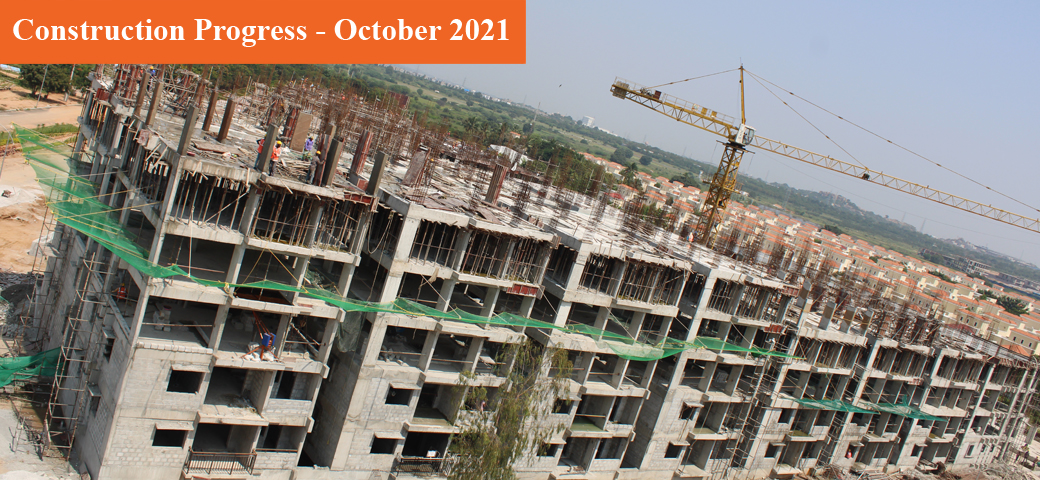 Construction progress October 2021 at Ramky Golden Circle, Hyderabad Update