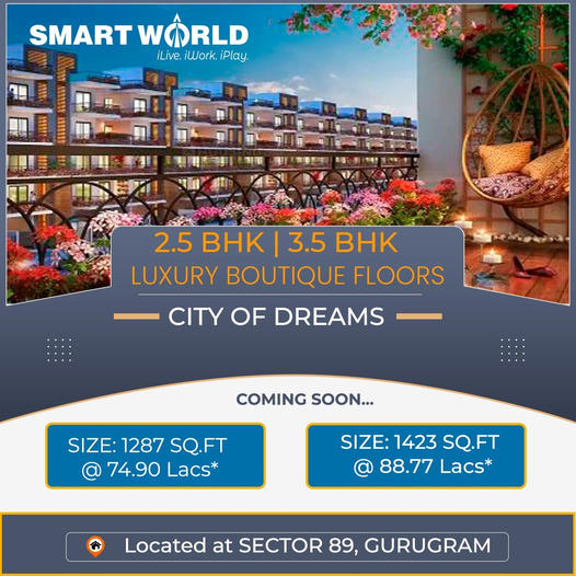 Book 2 & 3 BHK luxurious independent floors at M3M Smart World in Sec 89, Gurgaon. Update