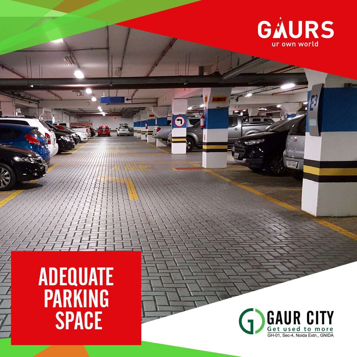 Adequate parking space at Gaur City Update