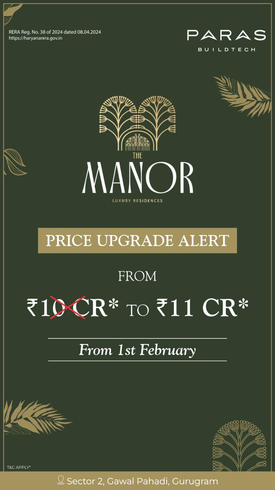 Price Upgrade Alert: Luxury at The Manor, Gurugram, From ₹11 Cr Update