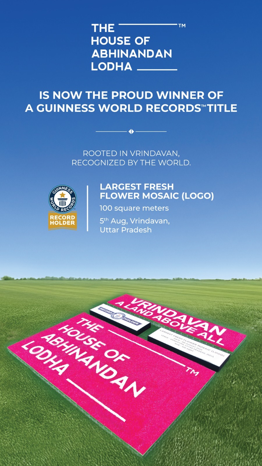 Land Above All in Vrindavan by The House of Abhinandan Lodha, Win Guinness Title Update
