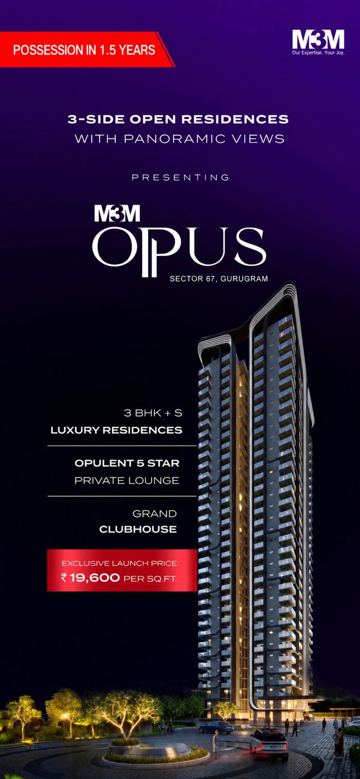 Possession in 1.5 Years! M3M Opus Launch || Exclusive Price: ₹19,600 per sq.ft at M3M Opus || Explore 3 BHK+S Luxury Residences at Opus Update