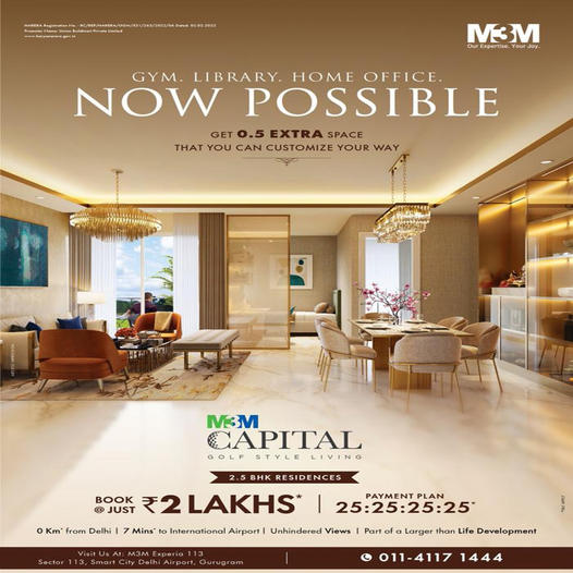 Gym, Library and Home Office now possible at M3M Capital in Sector 113, Gurgaon Update