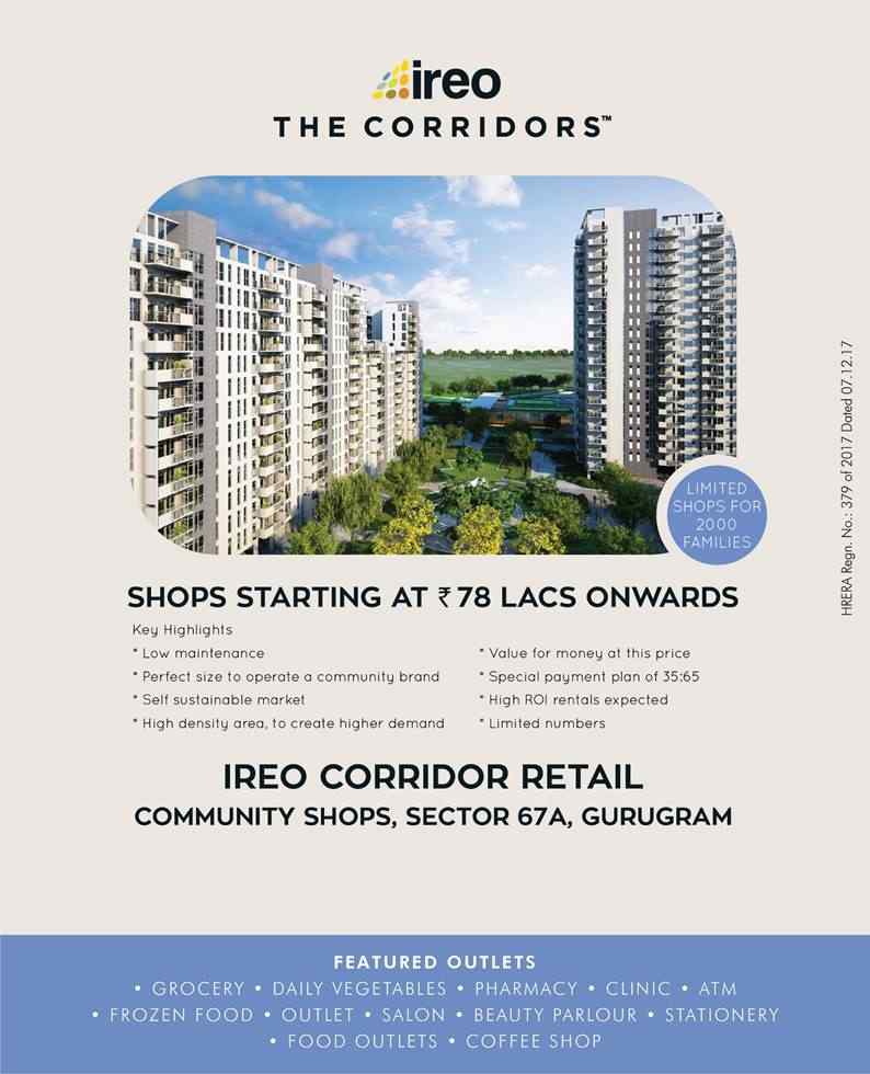 Book Ireo Corridor retail community shops at Ireo The Corridors in Gurgaon Update
