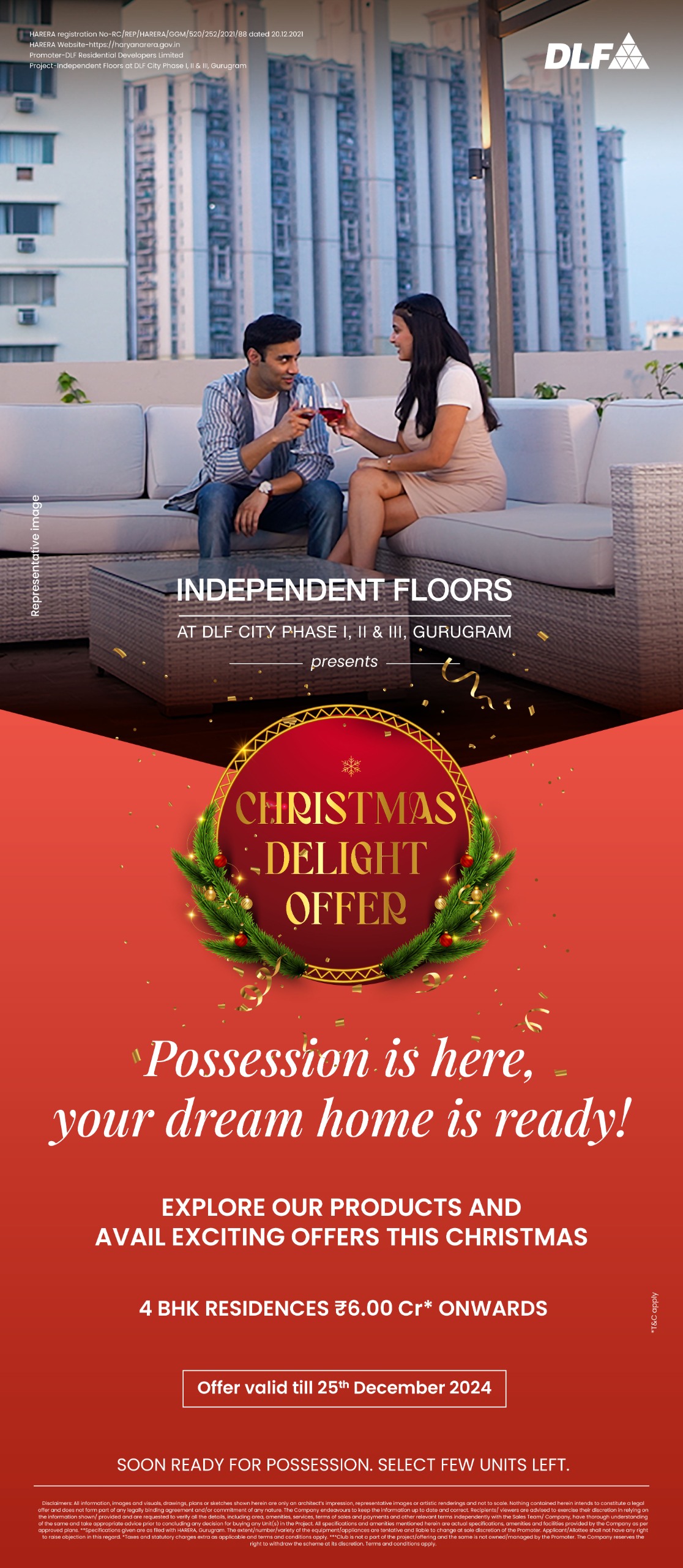 Christmas Delight Offer: 4 BHK Residences, DLF Independent Floors, Gurugram, ?6.00 Cr Onwards Update