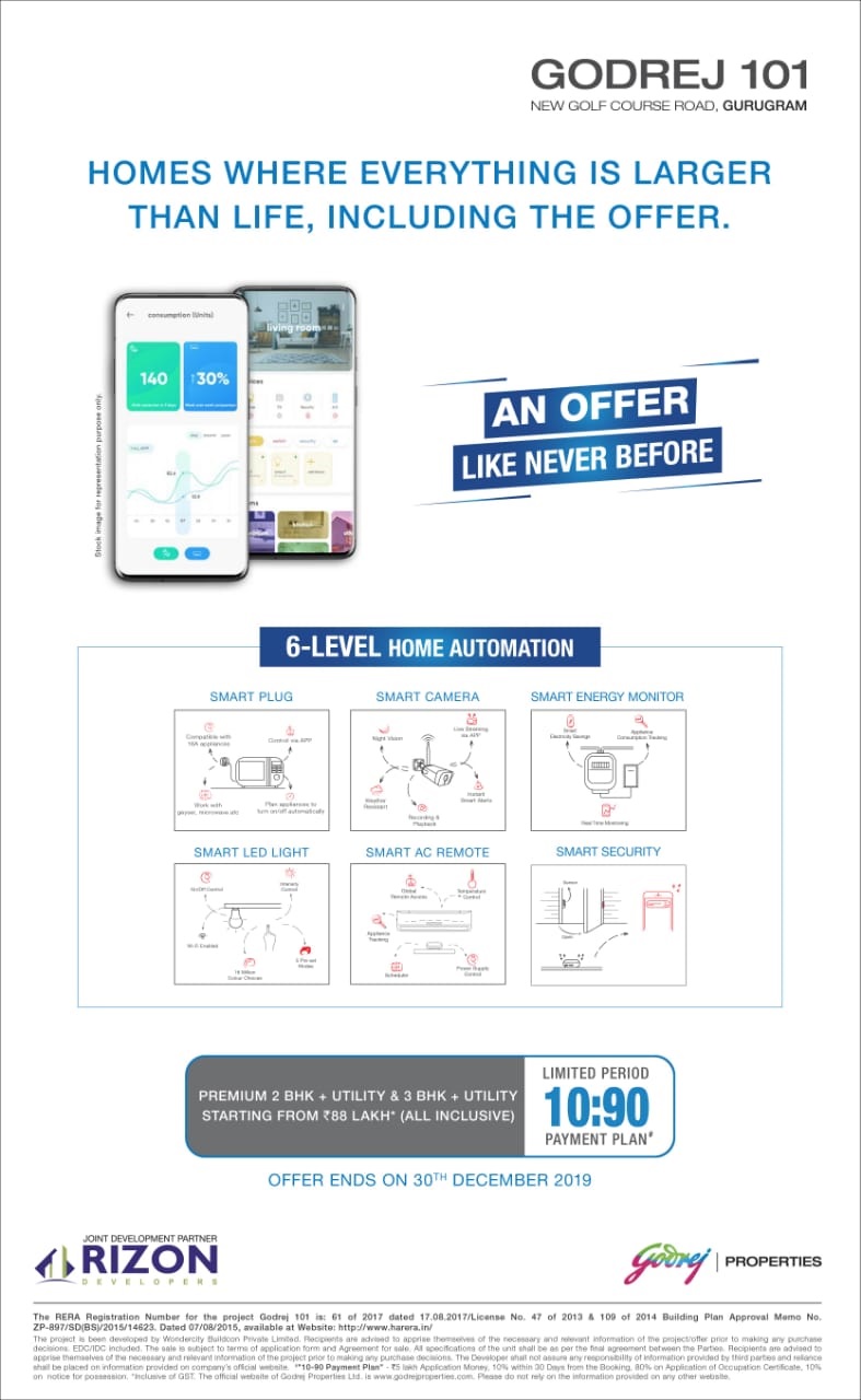 Godrej 101 homes where everything is larger life in Gurgaon Update