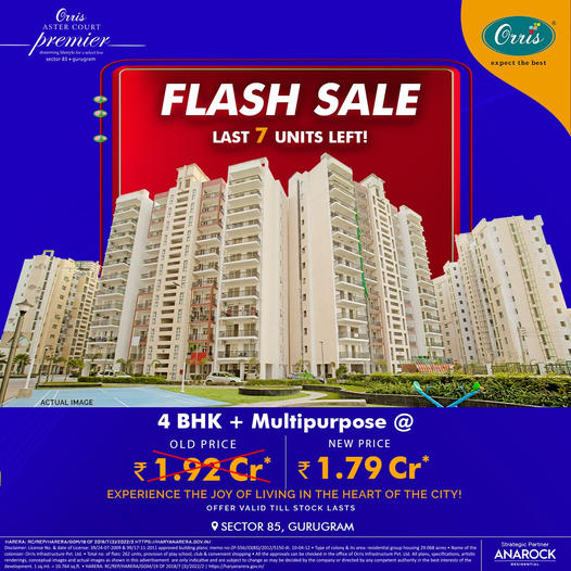 Flash sale last 7 units left at Orris Aster Court Premier in Gurgaon Update