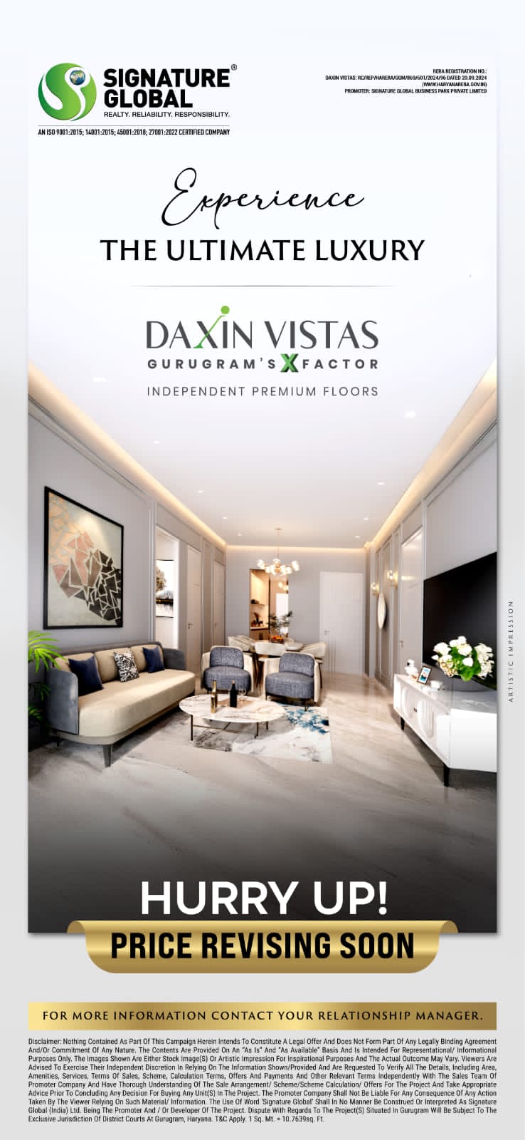 Discover Signature Global's Daxin Vistas in Gurugram, Price Revising Soon! Update