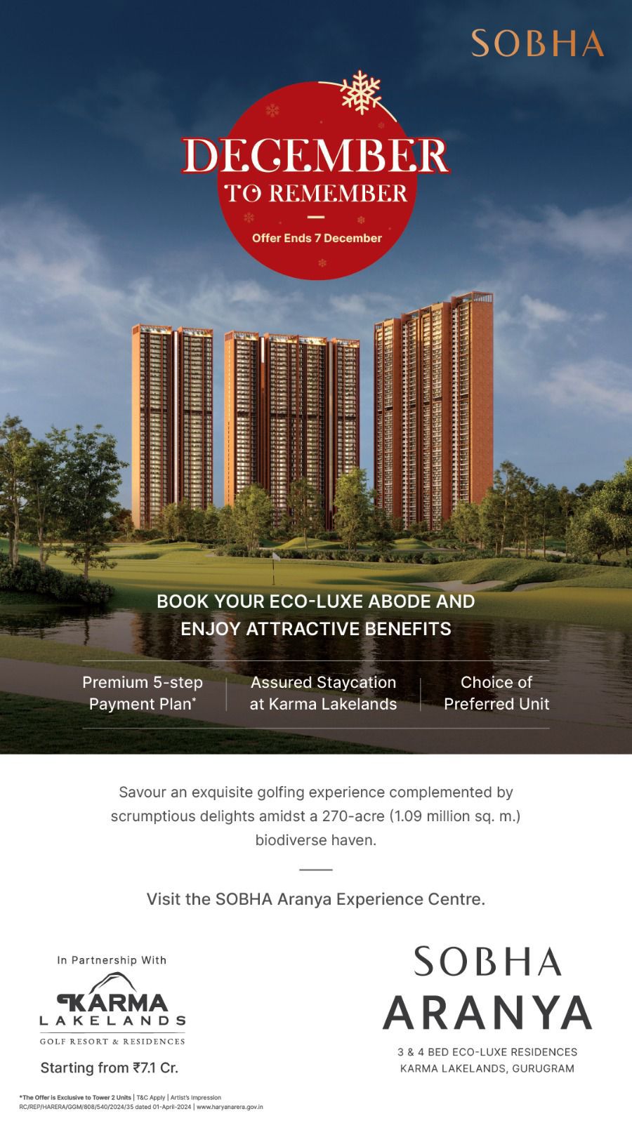 Discover Luxurious Eco-Living at SOBHA Aranya, Gurugram from ₹7.1 Cr. Offer Ends December 7 Update