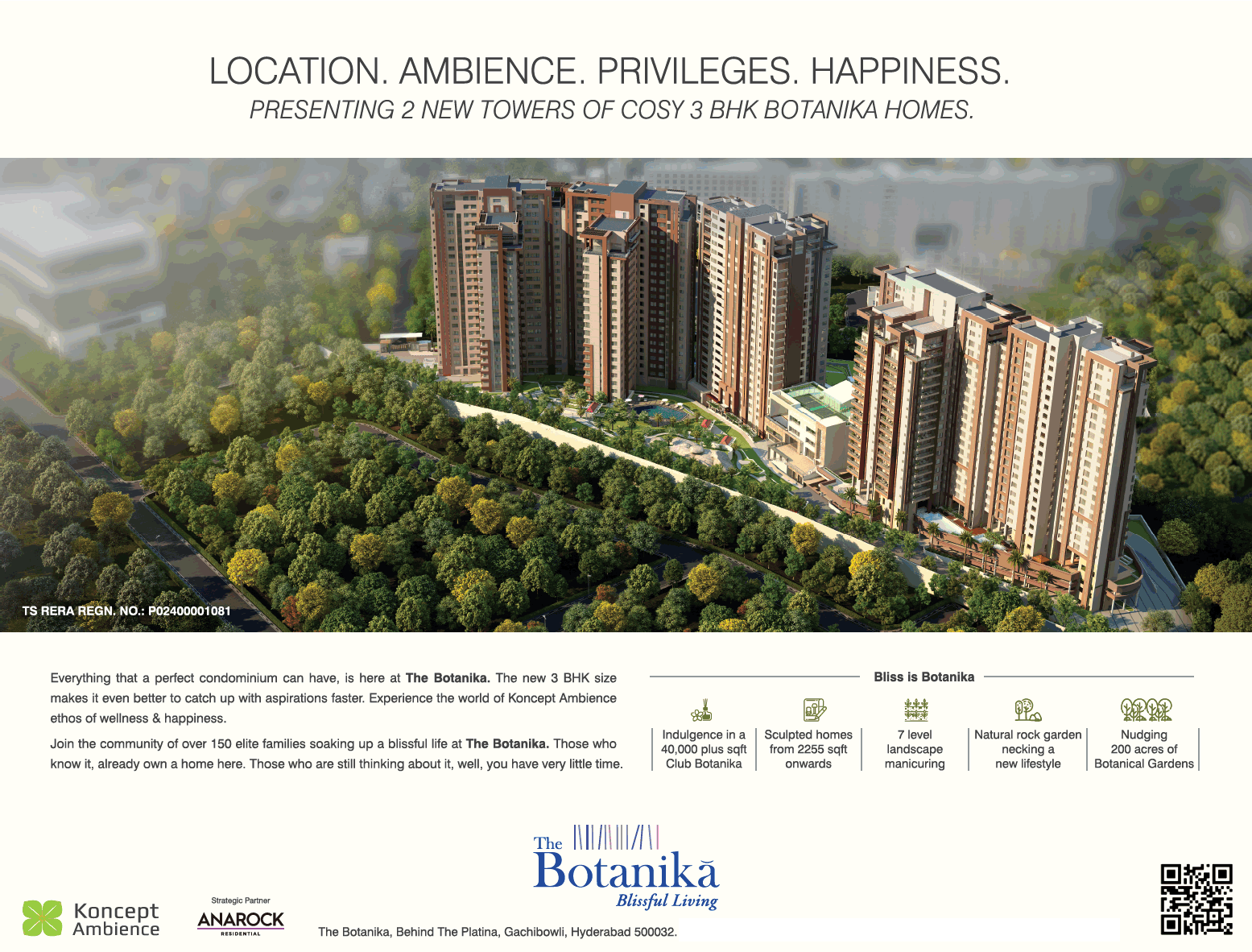Presenting 2 new towers of cosy 3 BHK Botanika homes in Hyderabad Update