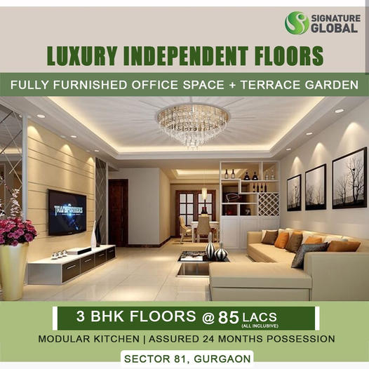 3 BHK Luxury Independent Floors + Office Space + Terrace Garden @ Rs 85 Lacs*& in Sector 81, Gurgaon Update