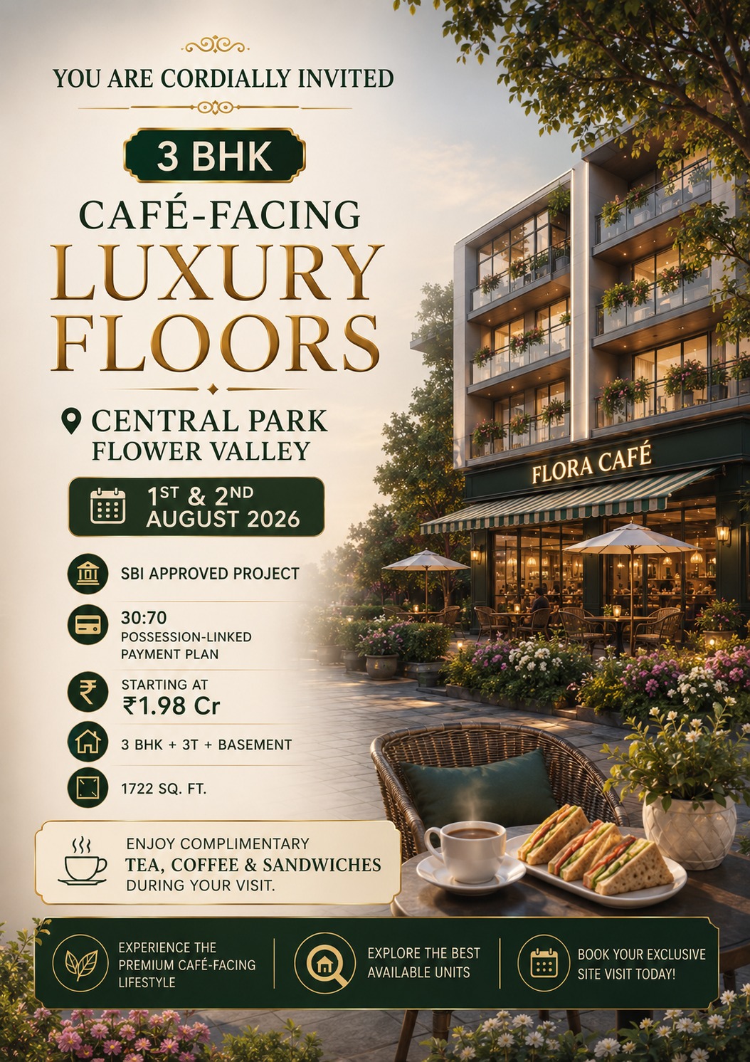 Join Us for Exclusive Café-Facing Luxury Floors || Discover 3 BHK Luxury at Central Park || Visit Central Park's Café-Facing Residences Update