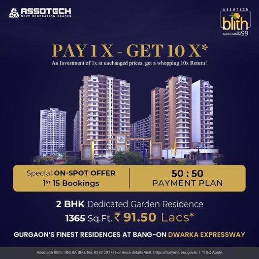 Presenting 2 BHK dedicated garden residences at Assotech Blith in Sector 99, Gurgaon Update