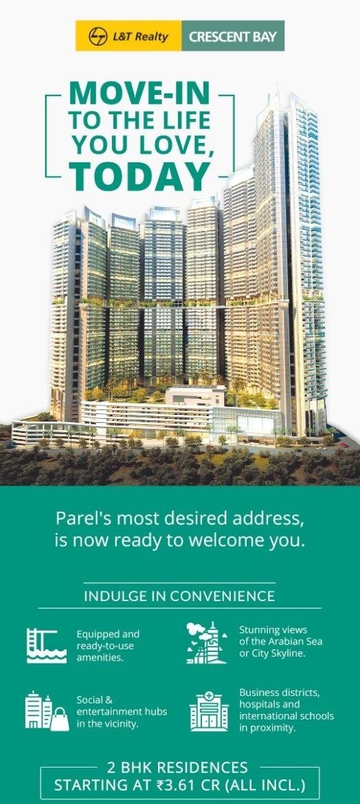 Move in to the life you love today at Land T Crescent Bay Sky Villa, Mumbai Update