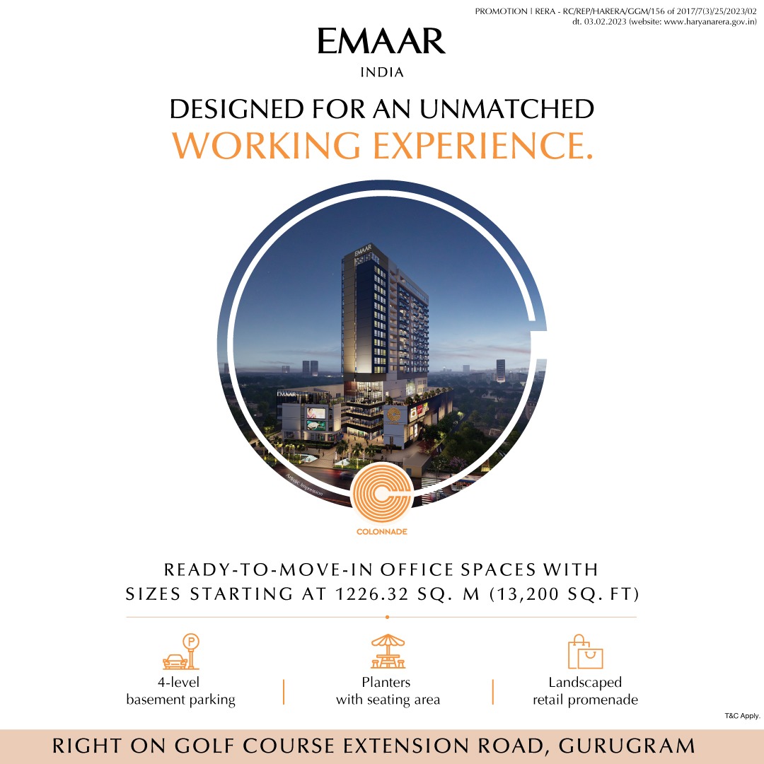 Emaar India Unveils Colonnade: Exclusive Office Spaces on Golf Course Extension Road, Gurugram Update