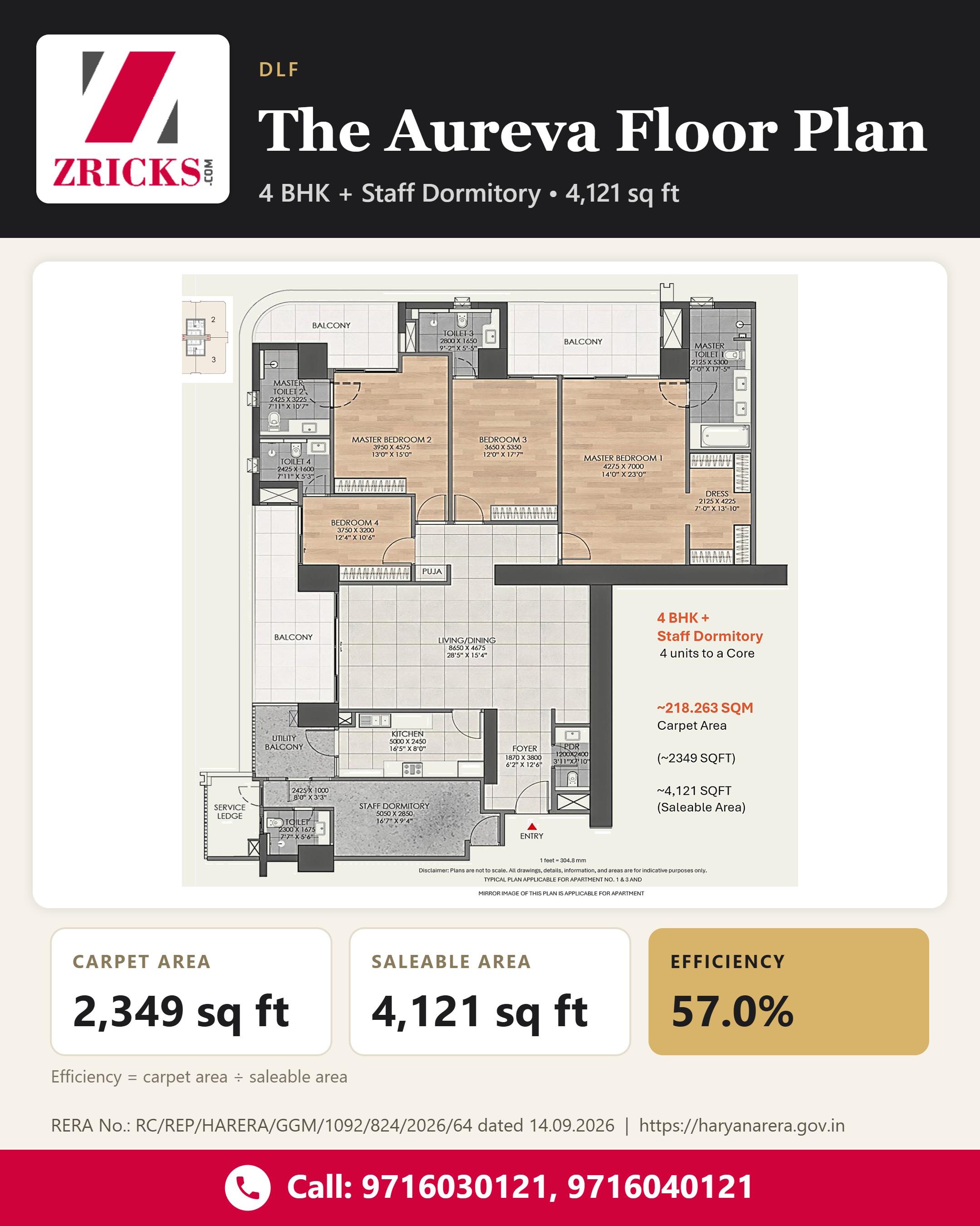 Explore The Aureva's Spacious Floor Plan Now || Discover DLF The Aureva in Detail || See the Detailed 4BHK + Staff Layout Update