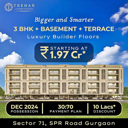 Trehan Luxury Floors Unveils Spacious 3 BHK + Basement + Terrace Homes in Sector 71, Gurugram Update