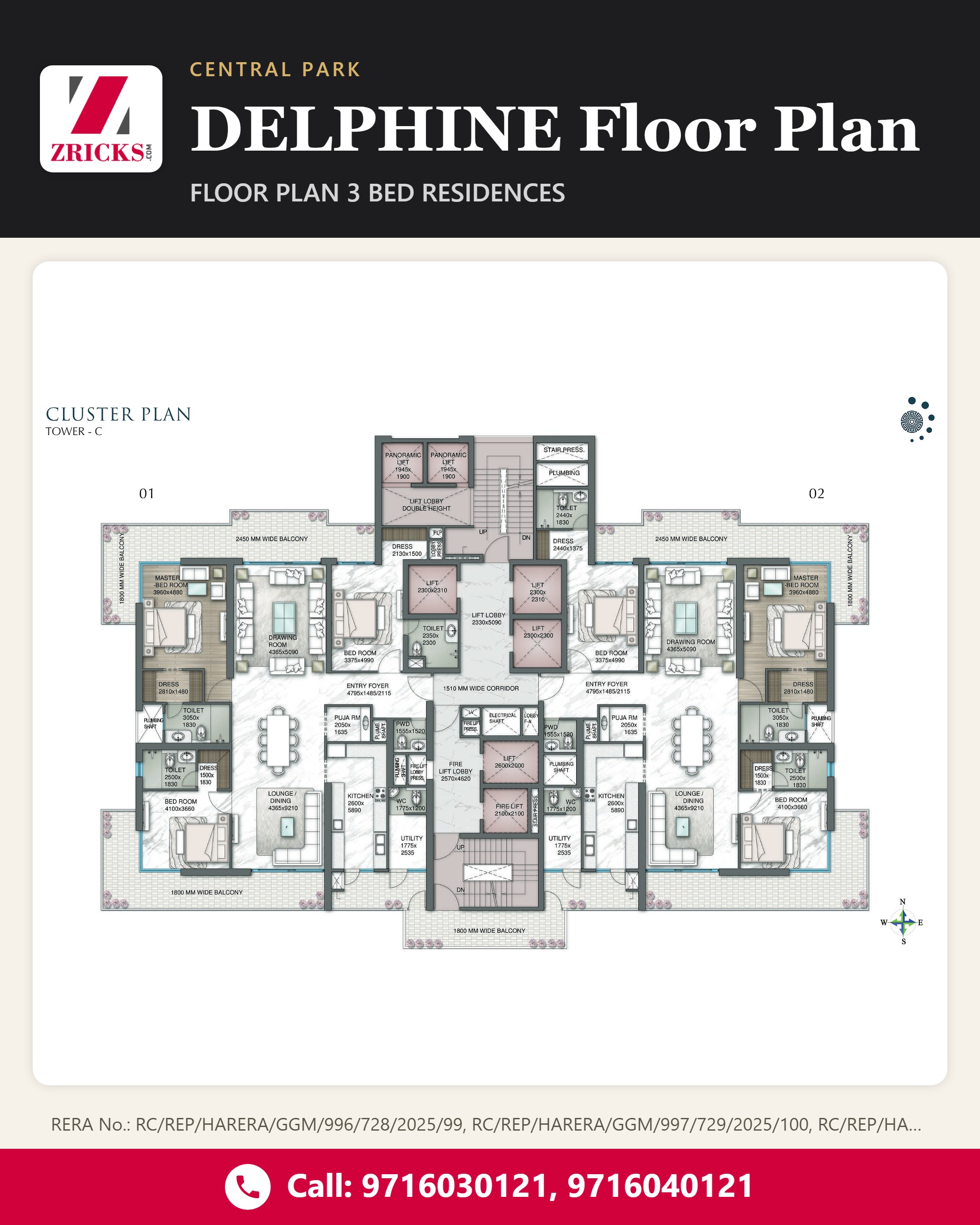 Central Park DELPHINE Floor Plan: 3 Bed Residences Update