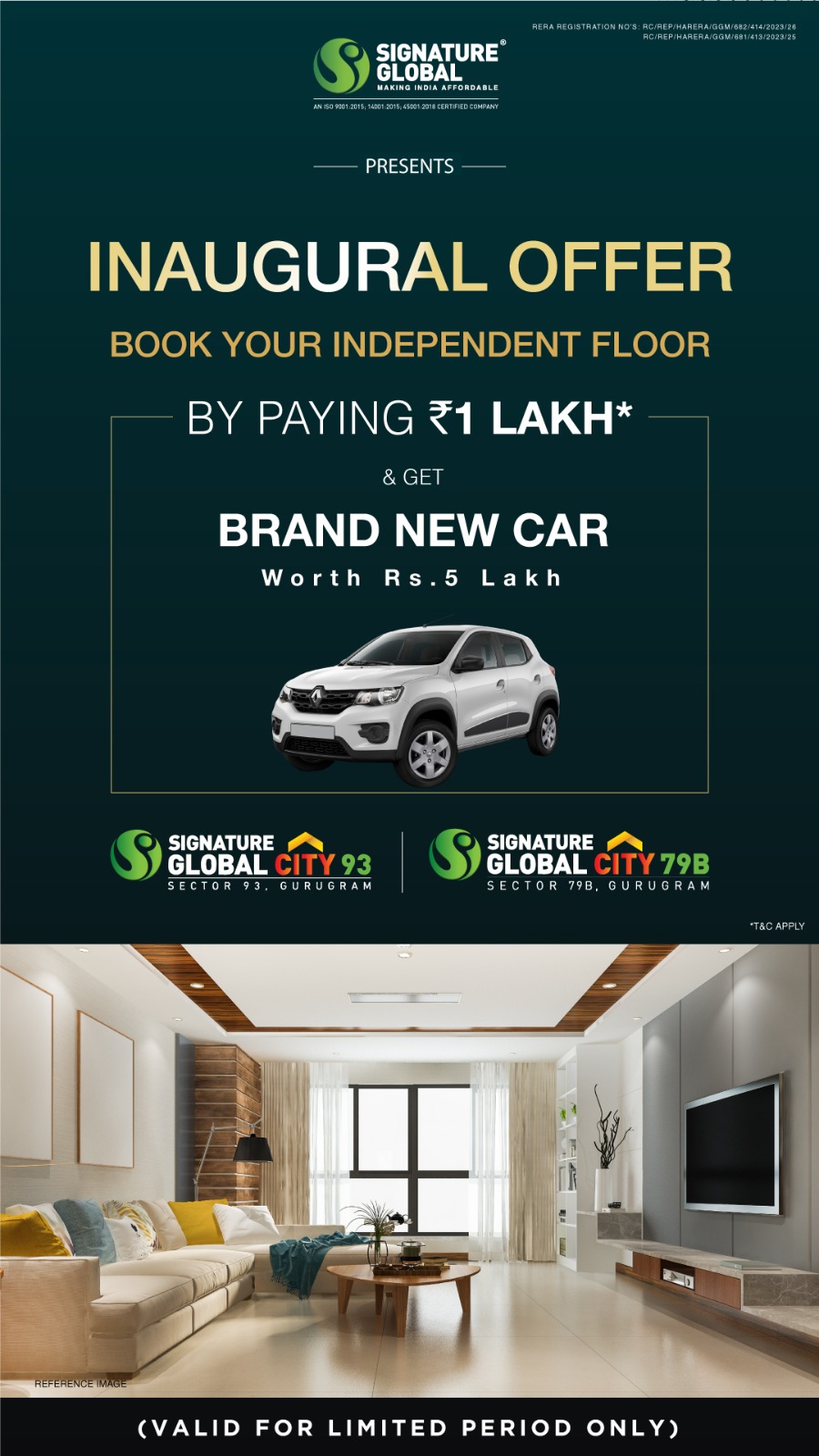 Avail inaugural offer on booking of your independent premium floor at Signature Global City 93 or Signature Global City 79B, Gurgaon Update