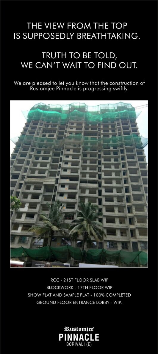 Construction of Rustomjee Pinnacle is progressing swiftly in Mumbai Update