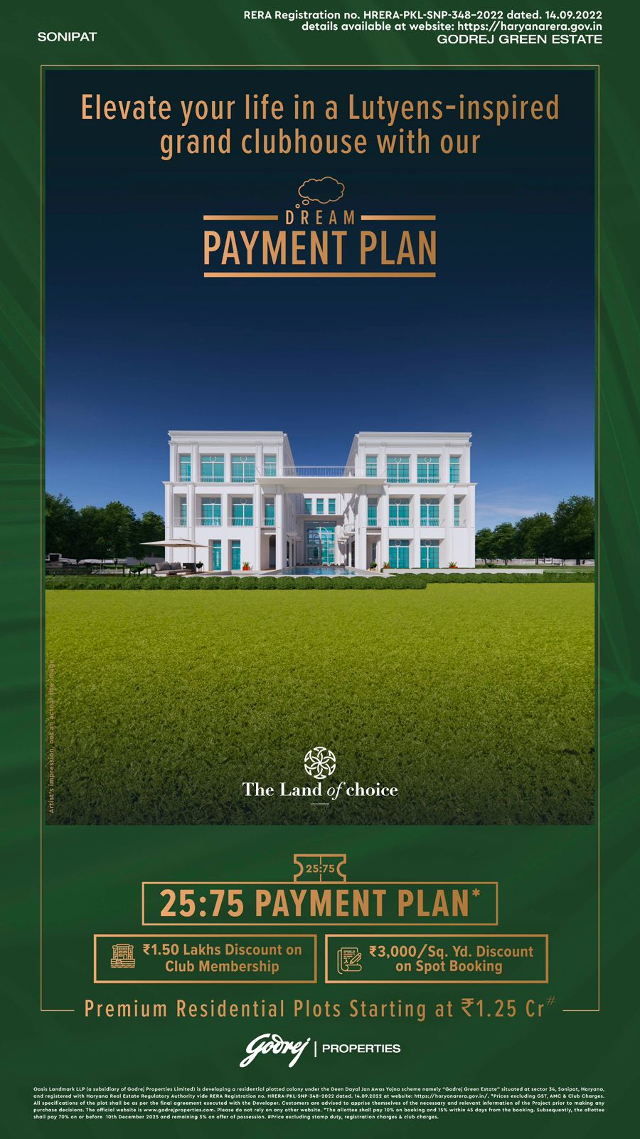 Premium Residential Plots at Godrej Green Estate, Sonipat, Starting ₹1.25 Cr. Update