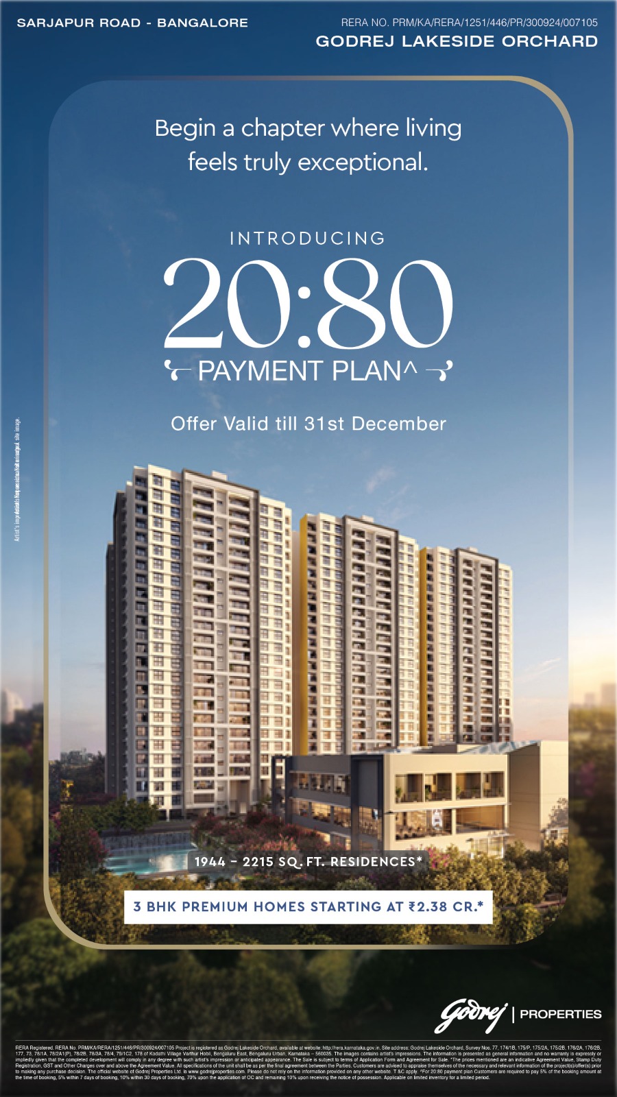 Discover Godrej Lakeside Orchard, Sarjapur Road - Limited Time 20:80 Payment Plan Update