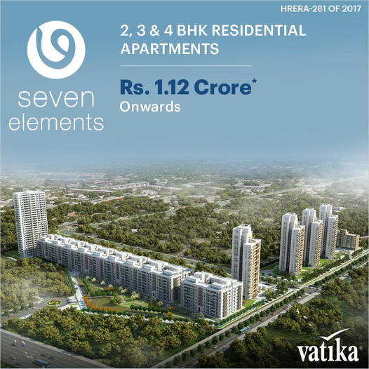 Presenting 2, 3 and 4 BHK apartments price starts Rs 1.12 Cr. at Vatika Seven Elements, Gurgaon Update